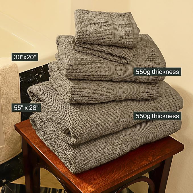 Preston Lane Douro Bath Towel Set – 2 Pack Luxury Cotton Towels, Ultra Soft & Absorbent, Quick-Dry Spa-Quality Bathroom Towels, Made in Portugal, Eucalyptus