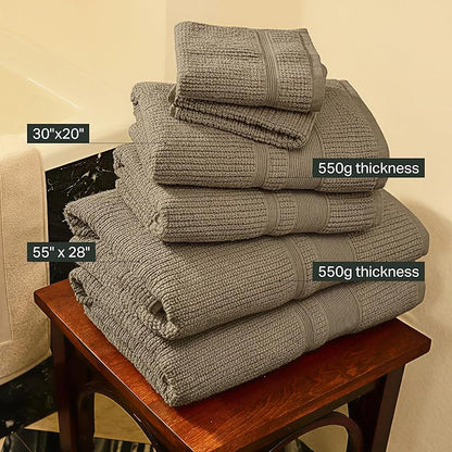 Preston Lane Douro Hand Towel Set – 2 Pack Luxury Cotton Towels, Ultra Soft & Absorbent, Quick-Dry Spa-Quality Bathroom Towels, Made in Portugal, Eucalyptus