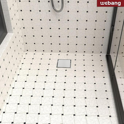 WEBANG 4 Inch Square Shower Drain Brushed Floor Drain with Flange Reversible 2-in-1 Cover Tile Insert Grate Removable SUS304 Stainless Steel CUPC Certified Brushed