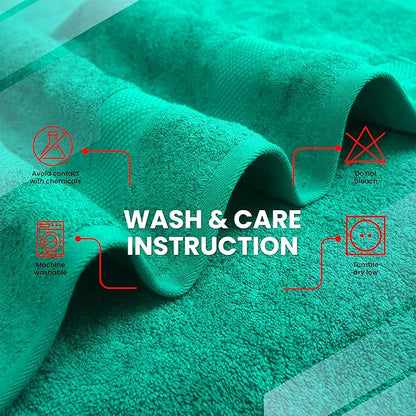 Infinitee Xclusives Luxury 100% Ring-Spun Cotton Bath Towels Set of 4 (27x54 inches) – Soft, Absorbent & Quick-Drying Towels for Bathroom, Gym, Spa & Hotel Use (Vivid Green, Bath Towels)