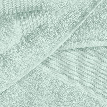 Belizzi Home 100% Cotton Towel Set, Contains 6 Soft Bath Towel, 6 Hand Towels, 12 Wash Cloths - Compact Absorbent Lightweight & Quickdry Towels for Bathroom - 24 Piece Bathroom Towel Set - Sea Green