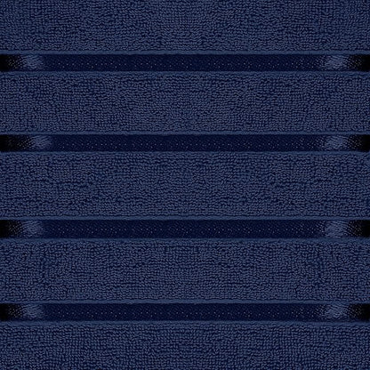 Utopia Towels 8 Piece Luxury Towel Set, 2 Bath, 2 Hand, and 4 Wash Cloths, 600 GSM Ring Spun Cotton, Highly Absorbent Viscose Stripe Towels, Ideal for Everyday use, Navy