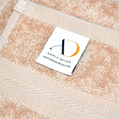 Ample Decor Washcloths Pack of 5 12 X 12 Inch, 600 GSM 100% Cotton Soft Absorbent, Premium Quality Durable Machine Washable, Ideal for Bathroom, Pool, Hotel, Spa – Beige