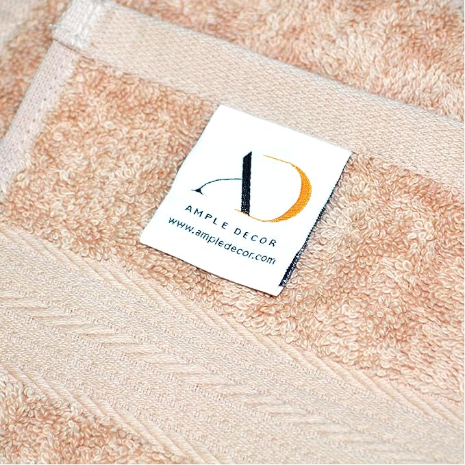 Ample Decor Bathroom Towel Set of 18-4 Hand Towel, 4 Bath Towel, 10 Wash Cloths - Oeko Tex Certified 600 GSM 100% Cotton - High Absorbency Quick Drying, Ideal for Gifting - Beige