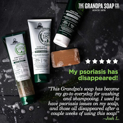 Pine Tar Bar Soap by The Grandpa Soap Company | The Original Wonder Soap | 3-in-1 Cleanser, Deodorizer & Moisturizer | 4.25 Oz. Each 3 Pack
