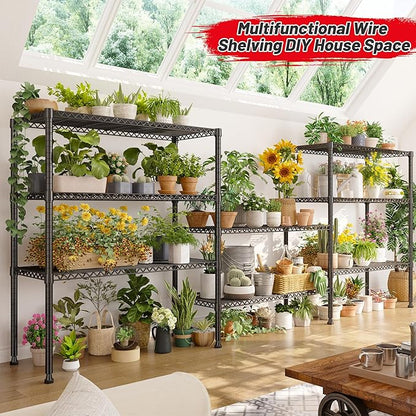 REIBII Wire Shelving Storage Shelves Metal Shelves Heavy Duty Shelving Adjustable Garage Storage Wire Shelf Pantry Shelves for Bedroom Kitchen Rack 35.5''W x 14''D x 59''H