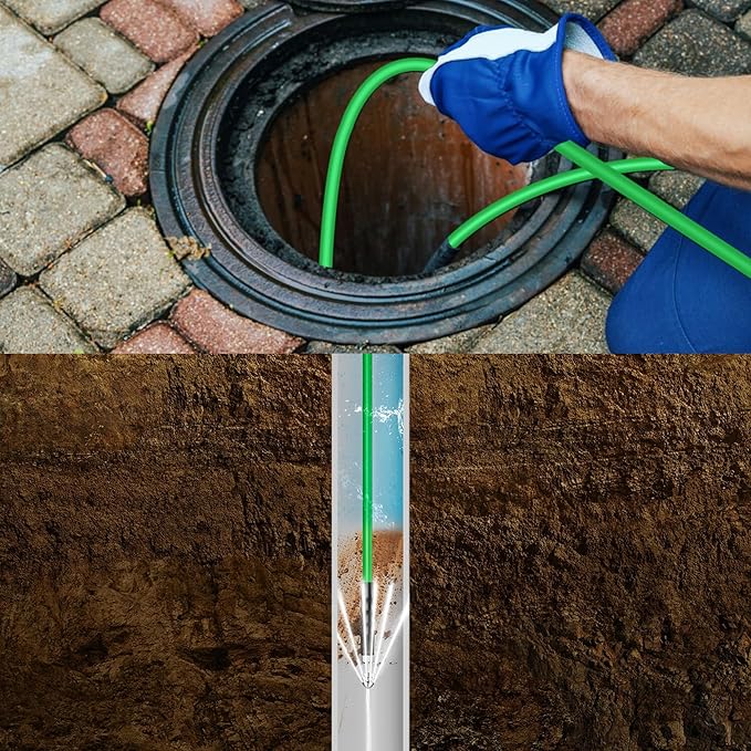 Sewer Jetter Kit for Pressure Washer 100FT – 5800PSI High-Pressure Drain Cleaner, M22 & 1/4'' NPT Universal Fit, Unclog Gutters & Sewer Lines, Durable Jetter Hose for Homeowners & DIYers