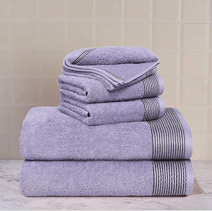 Belizzi Home 100% Cotton Ultra Soft 6 Pack Towel Set, Contains 2 Bath Towels 28x55 inchs, 2 Hand Towels 16x24 inchs & 2 Washcloths 12x12 inchs, Compact Lightweight & Highly Absorbant - Purple