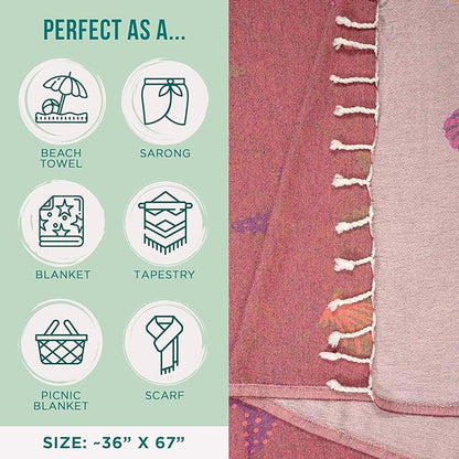 Sand Cloud Large Turkish Beach Towel - Sand Free - 100% Organic Turkish Cotton Yarn - Quick Dry Towel for Beach, Picnic, Blanket or Bath - As Seen on Shark Tank - Marine Life (Sea Star)