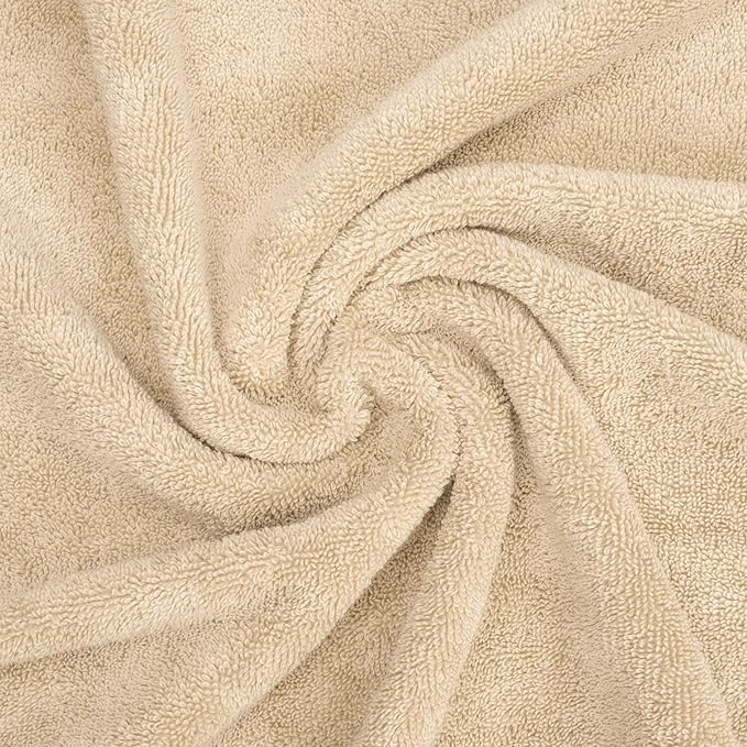 American Soft Linen Salem 100% Cotton Turkish 4 Piece Hand Towels for Bathroom, 600 GSM Soft Absorbent Quickdry Hand Face Towel Set, Beige