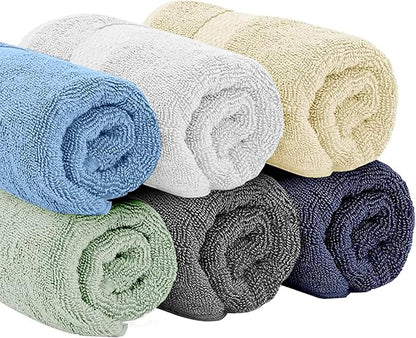 White Classic Luxury Multicolor Hand Towels - Soft 100% Turkish Cotton | Highly Absorbent Hotel spa Bathroom Towel Collection | 16x30 Inch | Set of 6