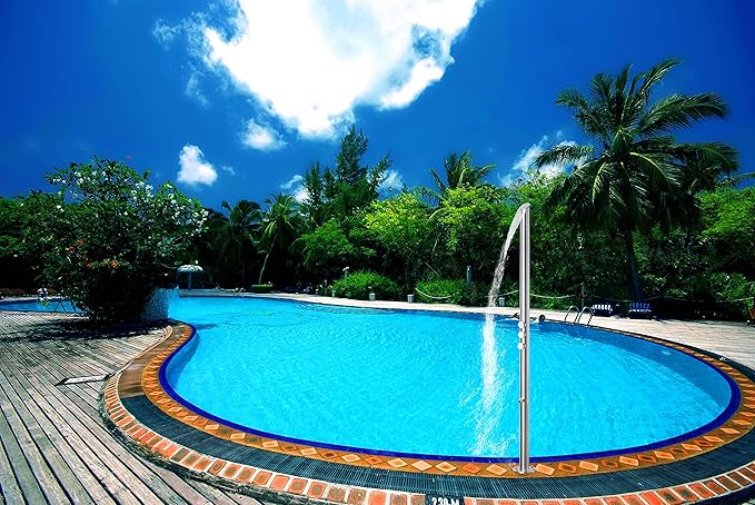 Wayime 85" Separable&Composable Free-Standing Brushed Stainless Steel 304 Waterfall Outdoor Shower with DOE Certificate