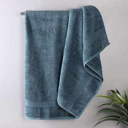 Superior Egyptian Cotton Bath Towel Set, Home Bathroom Towels, Master, Guest Bath, Decor Essentials, Quick Dry, Absorbent, Large Body Towels, Spa, Hotel, Resort, Adult, Kids, Set of 2, Sapphire
