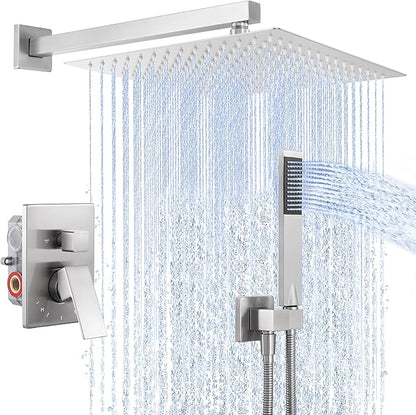KES Shower Faucet Set, Shower System 12 Inch Rain Shower Head with Handheld Spray, Pressure Balance Shower Faucets Sets Complete Brushed Nickel (cUPC Certified Shower Valve Included), XB6230S12F18-BN