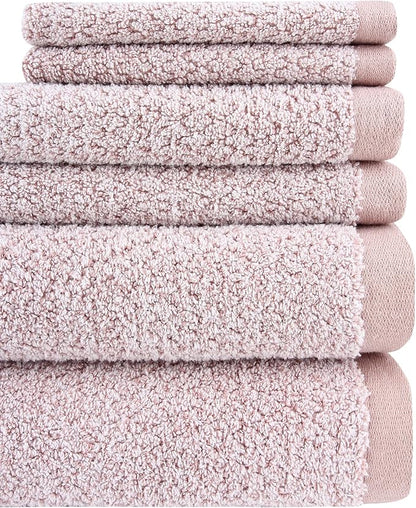 Diamond Jacquard Bath Sheet 6 PC Set Rose -2 Bath Sheet, 2 Hand Towel, 2 Wash Cloth