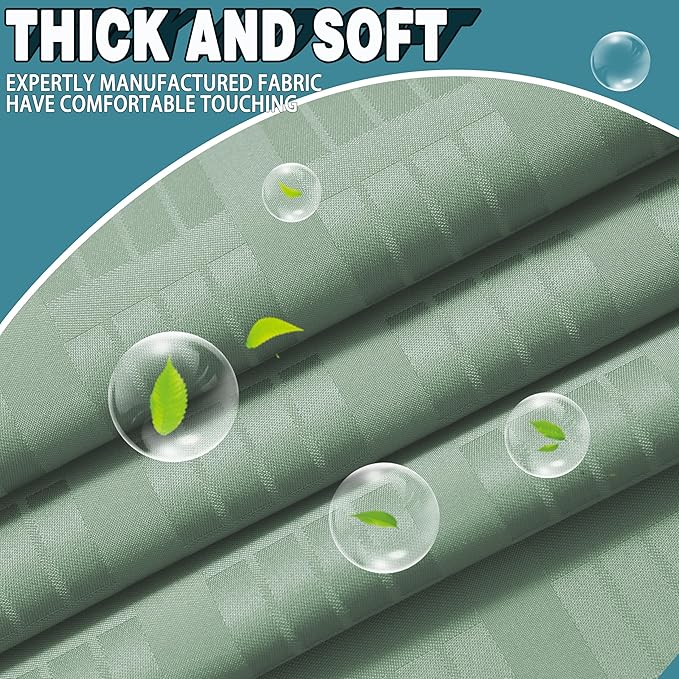 Conbo Mio Extra Wide No Hook Sage Green Shower Curtain with Snap in Liner Set, 108" x 74" Hotel Luxury Shower Curtains for Bathroom with See Through Top Window, Waterproof, Washable 108W x 74H