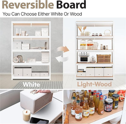 HOMEDANT House 5 Tier Laminated Metal Shelving Unit Adjustable Storage Utility Rack Heavy Duty Shelves Organization Multipurpose Shelf Kitchen Garage Pantry Closet (10, (XL Deep) 48.1" W, White)