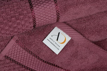 Ample Decor Bathroom Hand Towel 18 X 28 Inch 600 GSM 100% Cotton - Popcorn Textured Towel - 6Pcs Grape Purple