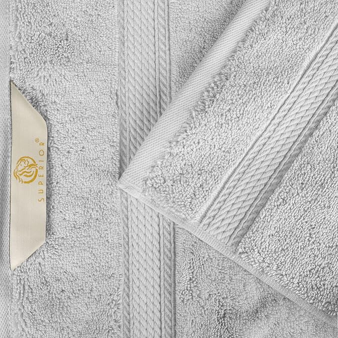 BLUENILEMILLS Madison Egyptian Cotton Towels, Towel Set for Bathroom, Shower, Hotel, Plush, 800 GSM, Highly Absorbent and Ultra-Soft Towels, Bath Essentials, 8 Piece Assorted Towel Set, Silver
