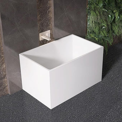 43" Acrylic Freestanding Bathtubs, Stand Alone Tub, Japanese Soaking Tub for Bathroom, Integrated Overflow and Drain, cUPC Certified, Gloss White
