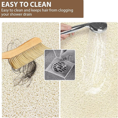 Shower Mat Non Slip: 47.2 x 31.5 Inch Extra Large Shower Mats for Inside Shower with Drain Hole - Soft PVC Loofah Anti Slip Shower Stall Mat for Walk-in Shower and Bathroom, Quick Drying