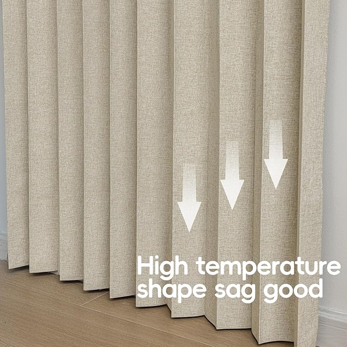 Accordian Door Curtain, 100% Blackout Folding Magnetic Doorway Curtains,Linen Style Closet Doors,for Room Divider,Privacy Protection（W72 x L78,Beige,1 Panel）