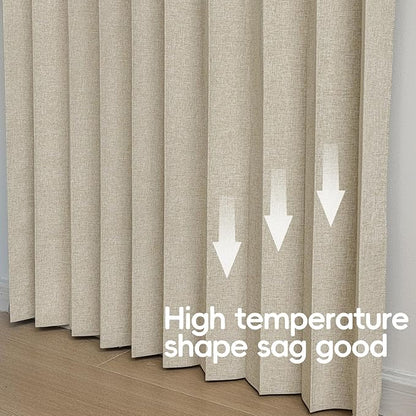 Accordian Door Curtain, 100% Blackout Folding Magnetic Doorway Curtains,Linen Style Closet Doors,for Room Divider,Privacy Protection（W72 x L78,Beige,1 Panel）