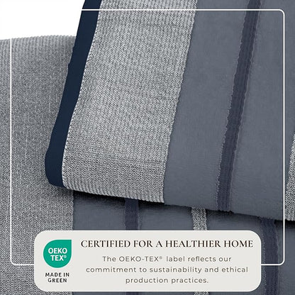 Great Bay Home Decorative Bath Towel Set - Luxury Cotton 4 Pack 54x27 Bath Towel Set - Luxurious, Ultra-Soft, Durable Towels for Bathroom Decor (Blue)