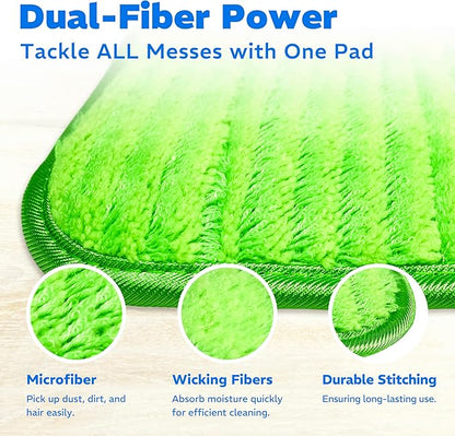 2 Pack Reusable Microfiber Mop Pads, Compatible with Swiffer Wet Jet, Machine Washable Cloths, Refills for All Floor Cleaning, Wet Dry - 10"- 12"