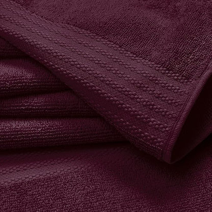 GLAMBURG Ultra Soft 24-Piece Towel Set - 100% Pure Ringspun Cotton, Contains 8 Oversized Bath Towels 27x54, 8 Hand Towels 16x28, 8 Wash Cloths 13x13 - Ideal for Everyday use, Hotel & Spa - Burgundy