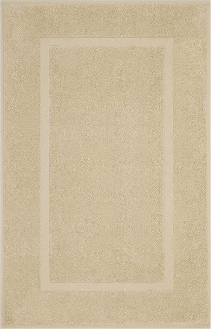 Cotton Paradise 100% Cotton Bath Mats for Bathroom Floor Set of 2 Pack, 20x34 Soft Absorbent Washable Quick Dry Tub Bathmat, Beige Towel Bath Mat