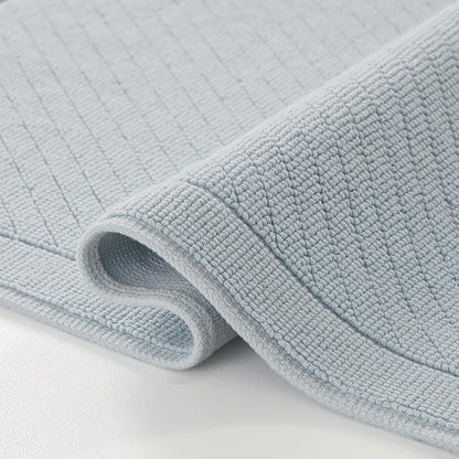 Arkwright 100% Cotton Bathroom Rug - High Absorbent Stylish Textured Woven Design Bath Mat, Slip Resistant Backing for Shower and Bathtub Floor, 17x24 in - Blue