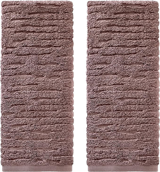 SKL Home CloudSoft Cotton Luxury 2-Piece Hand Towel Set, Soft Plum