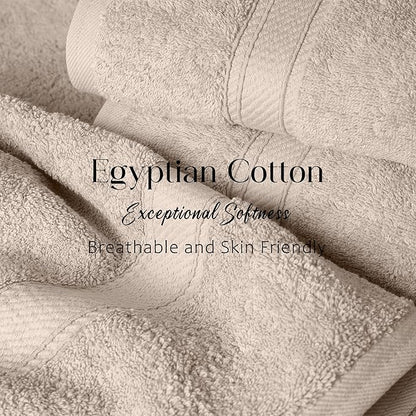 Superior Egyptian Cotton Pile Bath Towel Set of 2, Ultra Soft Luxury Towels, Thick Plush Essentials, Absorbent Heavyweight, Guest Bath, Hotel, Spa, Home Bathroom, Shower Basics, Stone