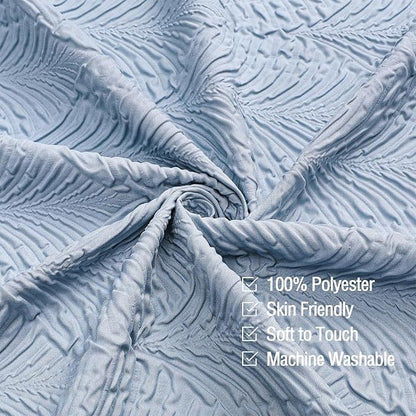 Gibelle Fog Blue Shower Curtain for Bathroom, 3D Embossed Textured Fabric Shower Curtain, Modern Farmhouse Chic Soft Cloth Shower Curtain Set with Hooks, 72x72