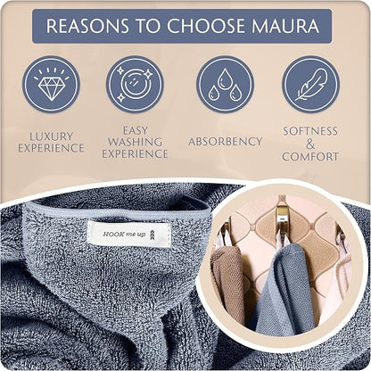 MAURA Basics Hand Towels for Bathroom with Hanging Hook Loops. Soft, Durable, Long Lasting and Absorbent Hand Towel Sets for Bathroom, American Standard Size 16"x28", Denim Blue