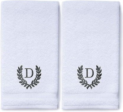 Decorative and Monogrammed Hand Towels for Bathroom Kitchen Makeup | Personalized Gift for Wedding-Bridal | Roman Font Custom Luxury Turkish Towel | Spa Collection, Oversized, 16 X 30 Inch, Set of 2