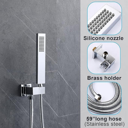 Digital Display Shower System Set 16 Inches Rain Fall Head Temperature Valve Shower Handheld Shower Head Sets for Bathroom Concealed Installation