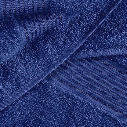 Belizzi Home 100% Cotton Towel Set, Contains 6 Soft Bath Towel, 6 Hand Towels, 12 Wash Cloths - Compact Absorbent Lightweight & Quickdry Towels for Bathroom - 24 Piece Bathroom Towel Set - Navy Blue