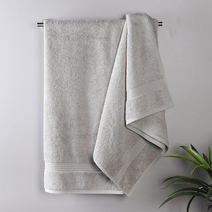 Superior Egyptian Cotton Bath Towel Set, Home Bathroom Towels, Master, Guest Bath, Decor Essentials, Quick Dry, Absorbent, Large Body Towels, Spa, Hotel, Resort, Adult, Kids, Set of 2, Silver