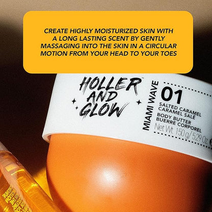 Holler And Glow Miami Wave Salted Caramel Body & Hair Mist, Body Spray For Women, Hair Perfume, Fragrance, Sweet Coconut, Vanilla Scented, Warm & Sweet Fragrance Notes, 8.11 Fl Oz
