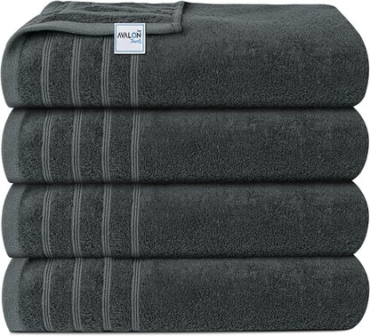 Avalon Towels Bath Towels Set of 4, Size 30 x 60 Inches, Highly Soft and Absorbent, Quick Drying, Lightweight, Perfect for Daily Use (Dark Grey)