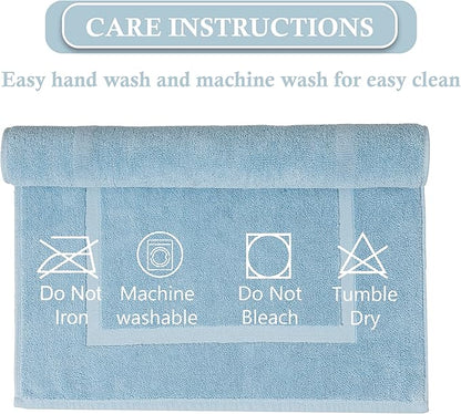 HILLFAIR-900 GSM-100% Ringspun Cotton Floor Towels mat- Hotel-Spa Tub-Shower Bathroom Floor mat Towels- 21 x 34 Inch- Terry Cotton Bath Mat, Machine Washable, Absorbent-2 Peice Towel Set- Ocean Blue