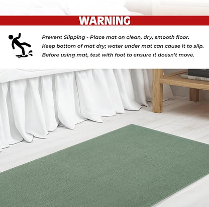 Cotton Paradise 100% Cotton Non Slip Bath Mats for Bathroom, 17x24 inch Soft Absorbent Quick Dry Machine Washable Floor Bath Mat, Sage Green