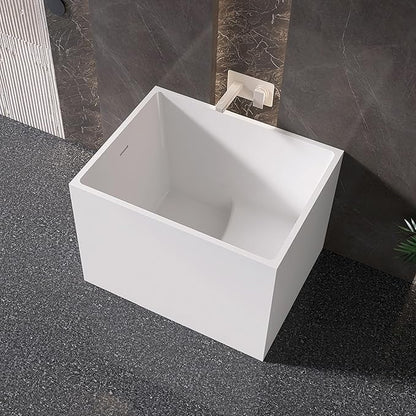35" Acrylic Freestanding Bathtubs, Stand Alone Tub, Japanese Soaking Tub for Bathroom, Integrated Overflow and Drain, cUPC Certified, Gloss White