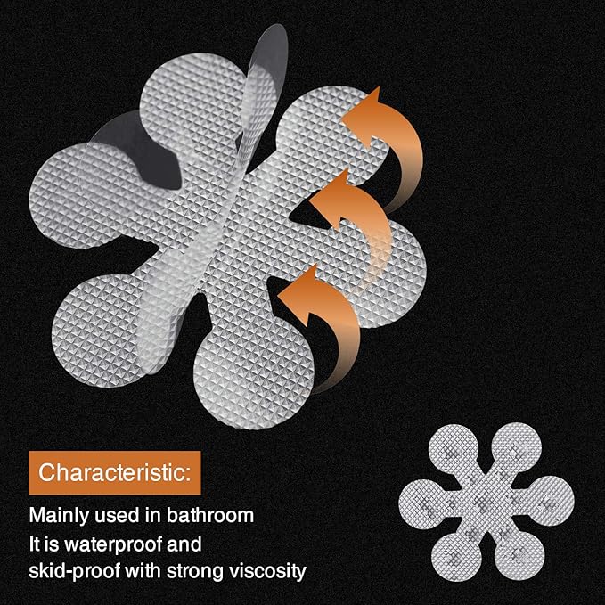 Bathtub Stickers Non-Slip, 24 PCS Safety Shower Treads Adhesive Appliques with Premium Scraper