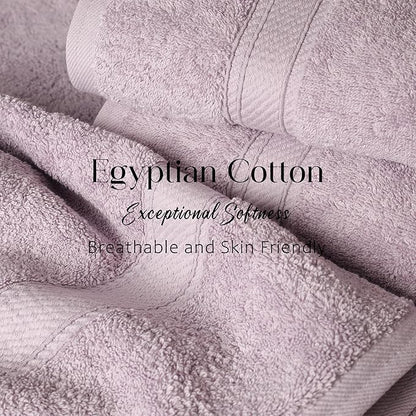 Superior Egyptian Cotton Pile Bath Towel Set of 2, Ultra Soft Luxury Towels, Thick Plush Essentials, Absorbent Heavyweight, Guest Bath, Hotel, Spa, Home Bathroom, Shower Basics, Purple