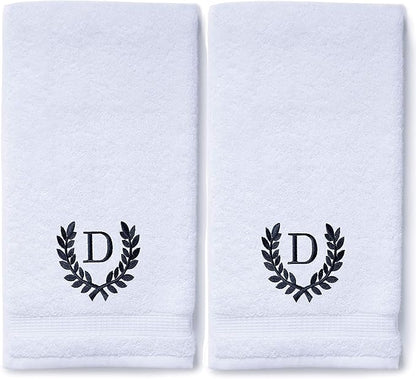 Decorative and Monogrammed Hand Towels for Bathroom Kitchen Makeup | Personalized Gift for Wedding-Bridal | Roman Font Custom Luxury Turkish Towel | Spa Collection, Oversized, 16 X 30 Inch, Set of 2