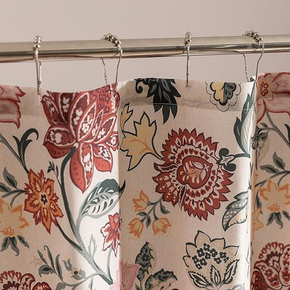 SLEEP ZONE Red Blossom Shower Curtain Waterproof Curtains for Bathroom Decor Bathtub Farmhouse Shower Curtain 72" × 72"