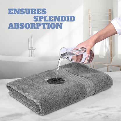 White Classic Light Gray Bath Towels 27x54 Inch, Cotton Towel Set for Bathroom, Hotel, Gym, Spa, Soft Extra Absorbent Quick Dry 4 Pack